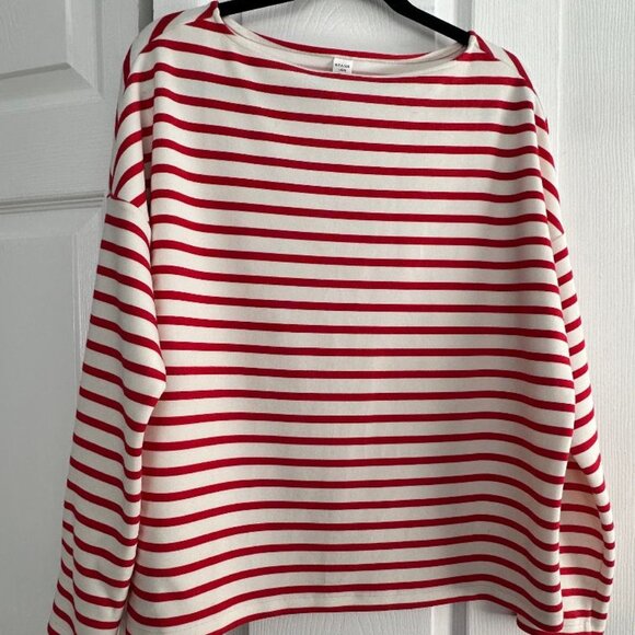 SPANX Red and White Striped Long Sleeved Top - Picture 1 of 3